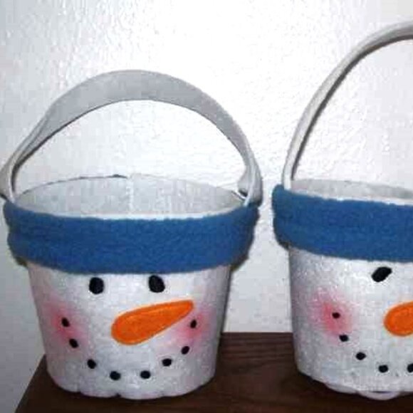 New Set of 6 Christmas Snowman Felt Treat Buckets - Picture 1 of 2